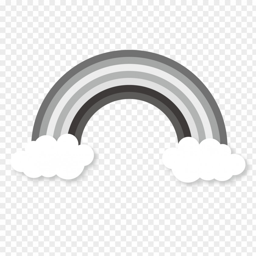 Rainbow Between Clouds Black And White. PNG