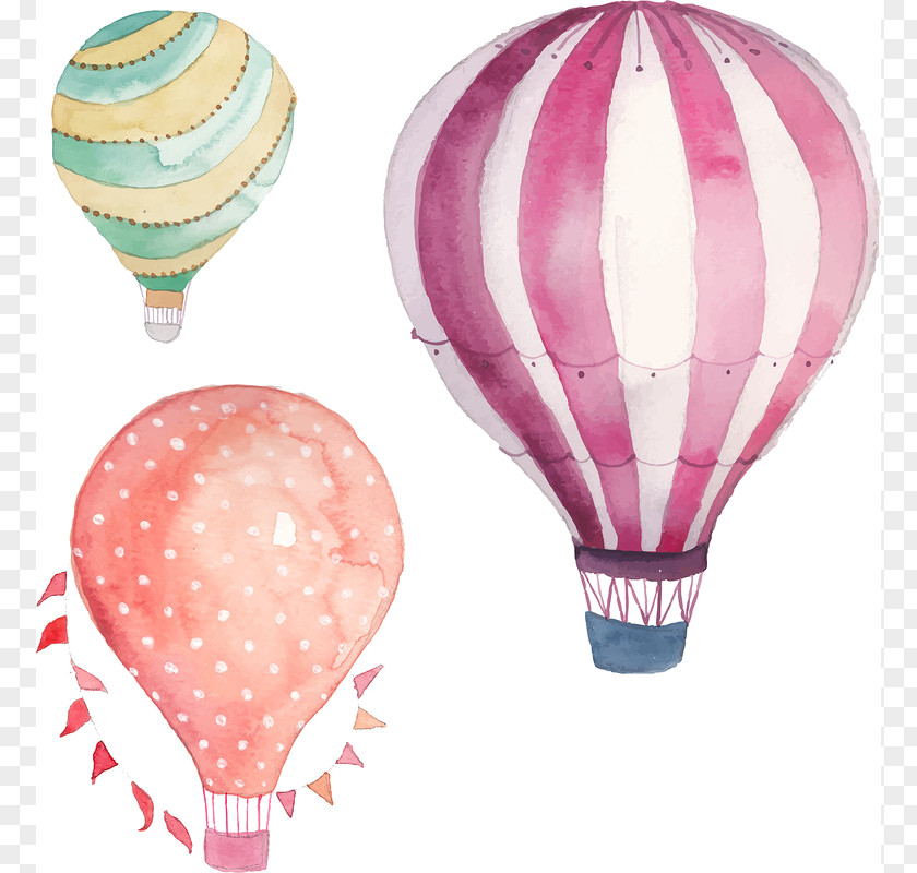 Painting Hot Air Balloon Watercolor Clip Art PNG