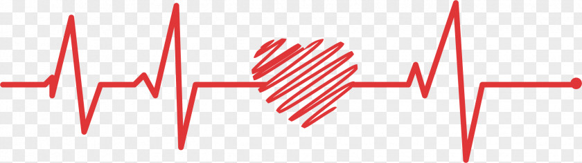 Red Love Doodle Line Electrocardiography Euclidean Vector PNG