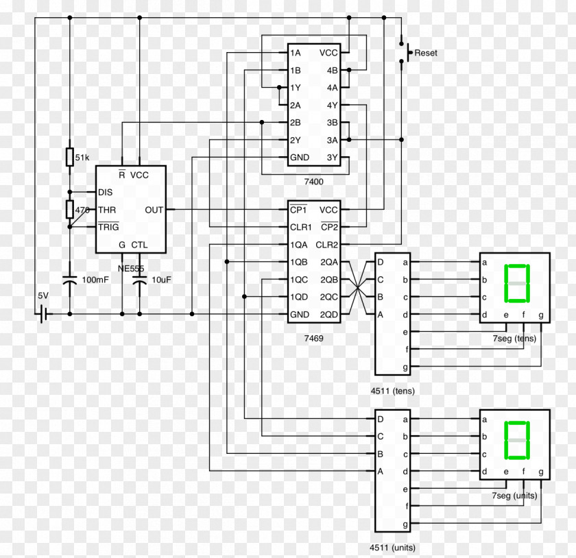 Counter Circuit Diagram Seven-segment Display Design Electronic PNG