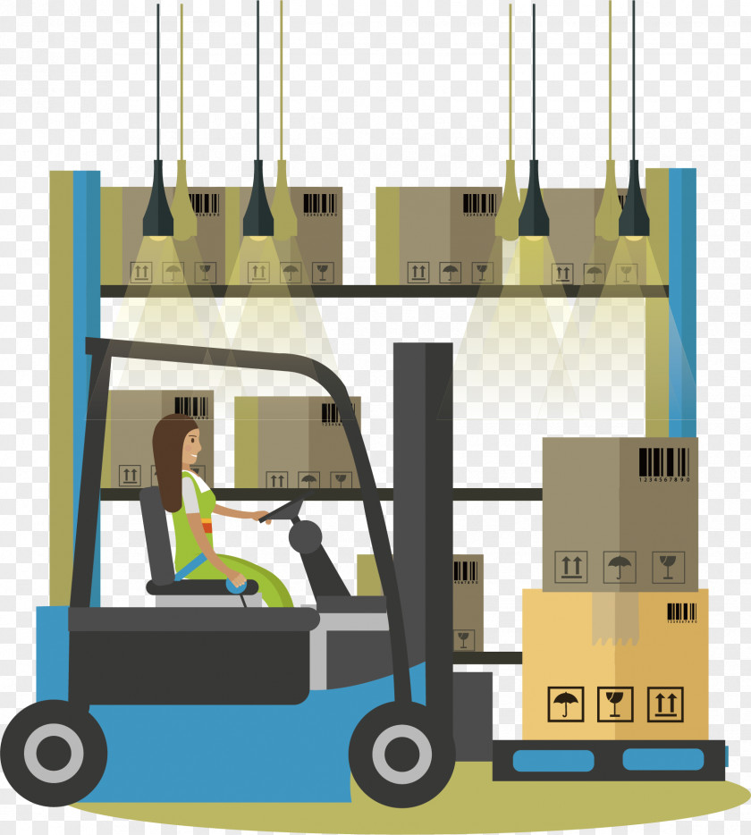 Vector Hand-painted Truck Workers Warehouse Stock Photography Royalty-free Illustration PNG