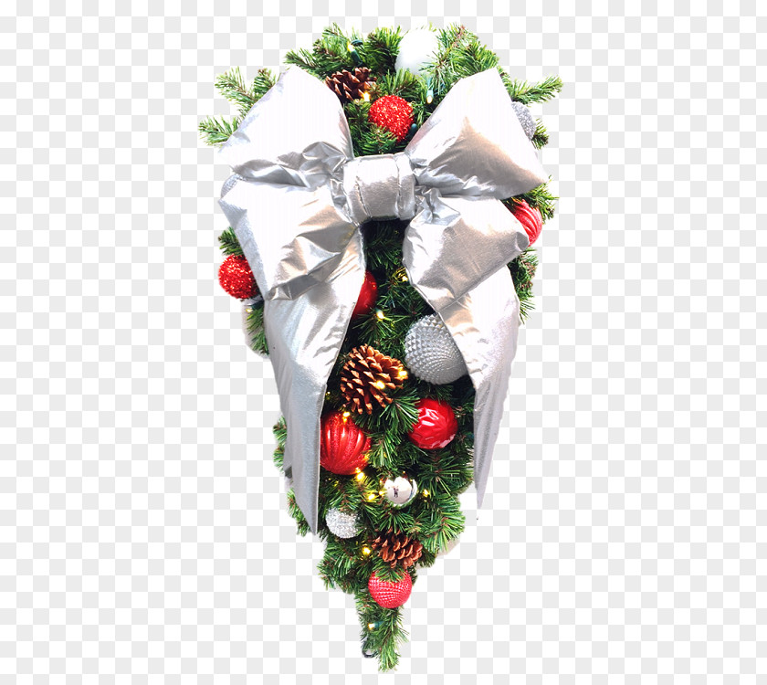 Silver Wreath Floral Design Christmas Ornament Cut Flowers PNG