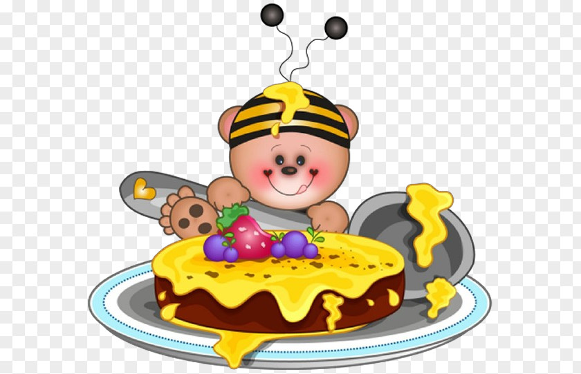 Yellow Icing Honeybee Baked Goods Cake PNG