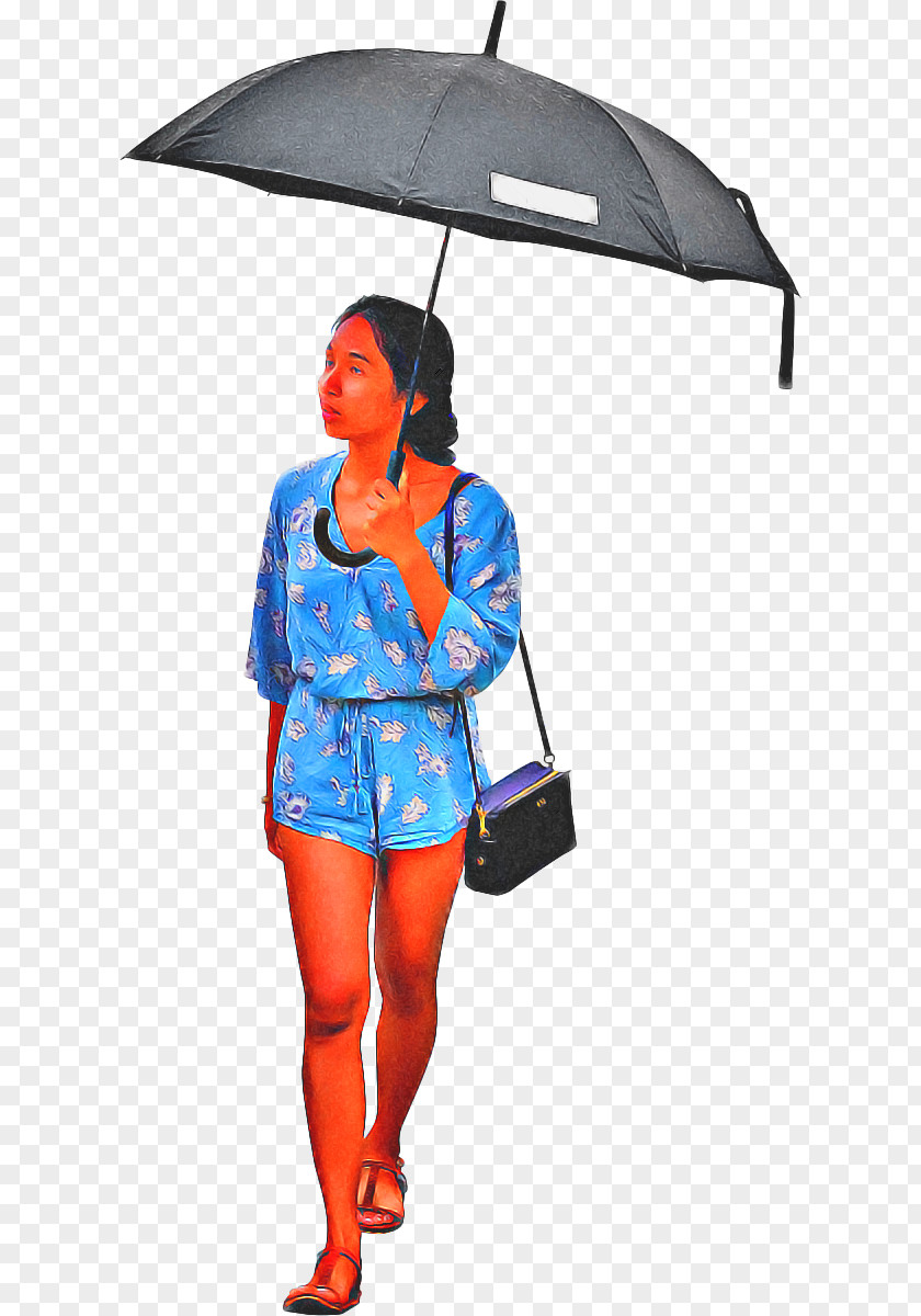 Electric Blue Umbrella Cartoon PNG