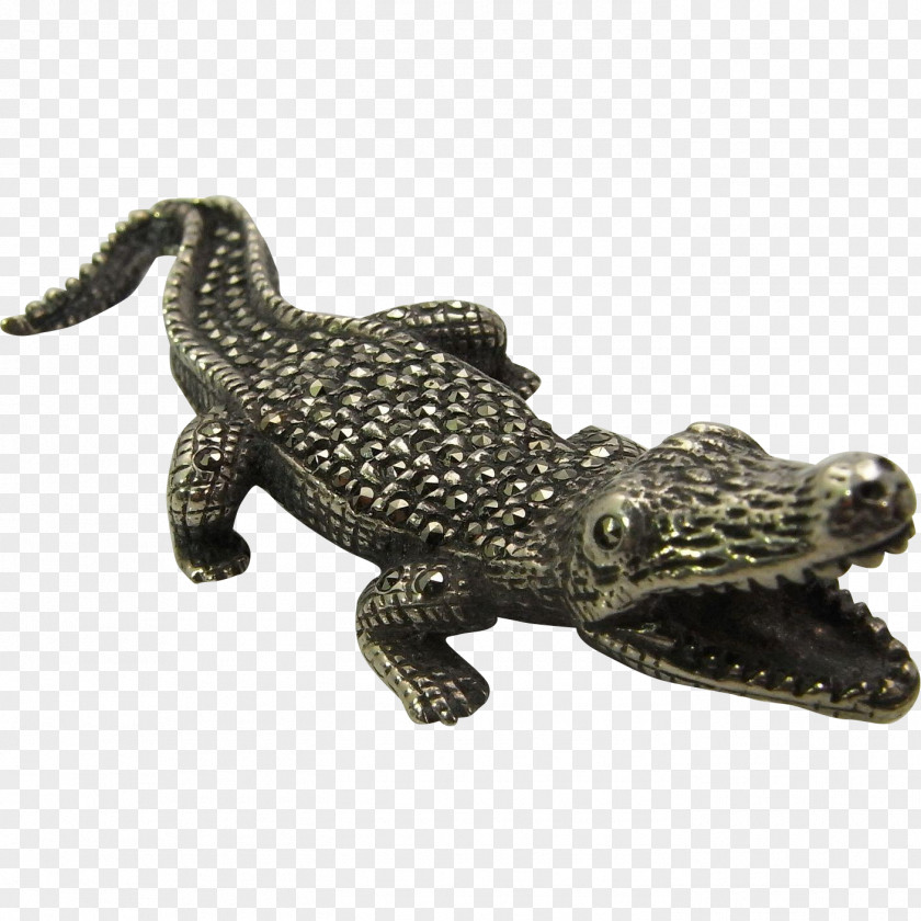 Crocodile Alligator Sterling Silver Brooch PNG