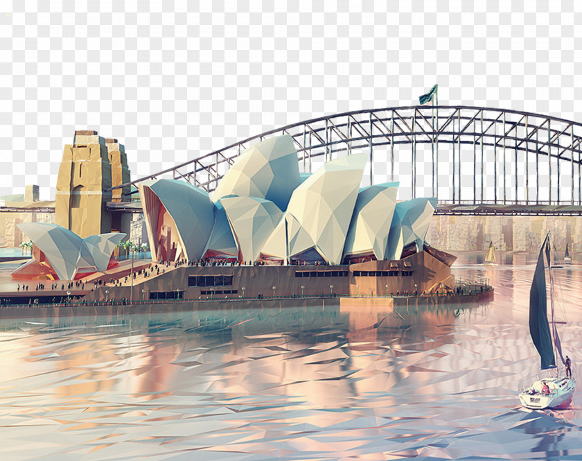 Sydney Opera House Triangle Low Poly Illustrator Concept Art Illustration PNG