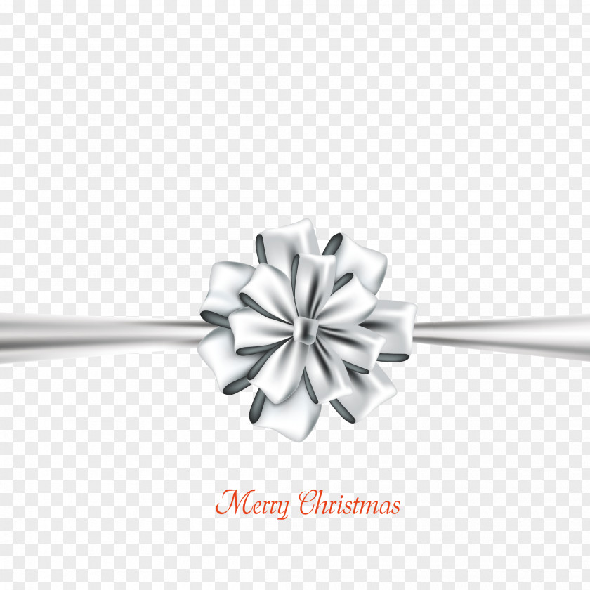 Silver Bows Christmas Card Vector Material Ribbon PNG