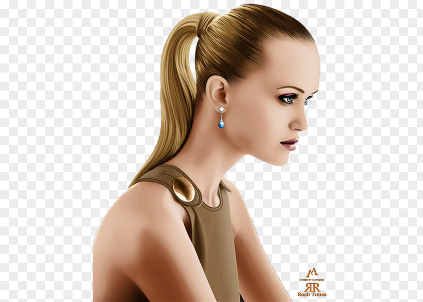 Hair Long Earring Ponytail Brown PNG