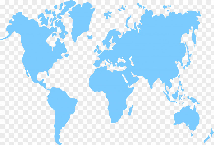 Sky Blue World Map Globe PNG