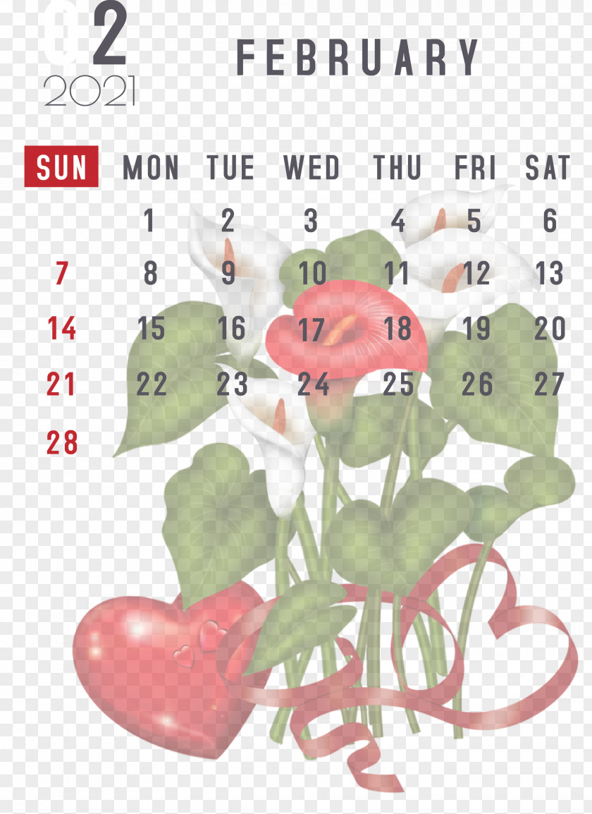 February 2021 Printable Calendar PNG