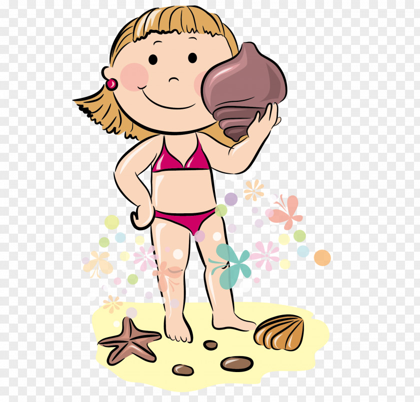 Holding The Conch Of Child Vector Drawing Royalty-free Clip Art PNG