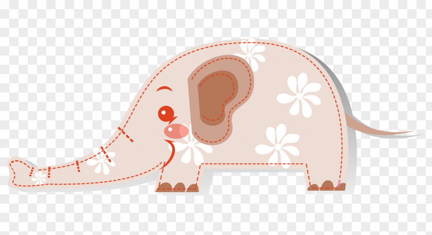 Cute Cartoon Elephant Painted Side Illustration PNG
