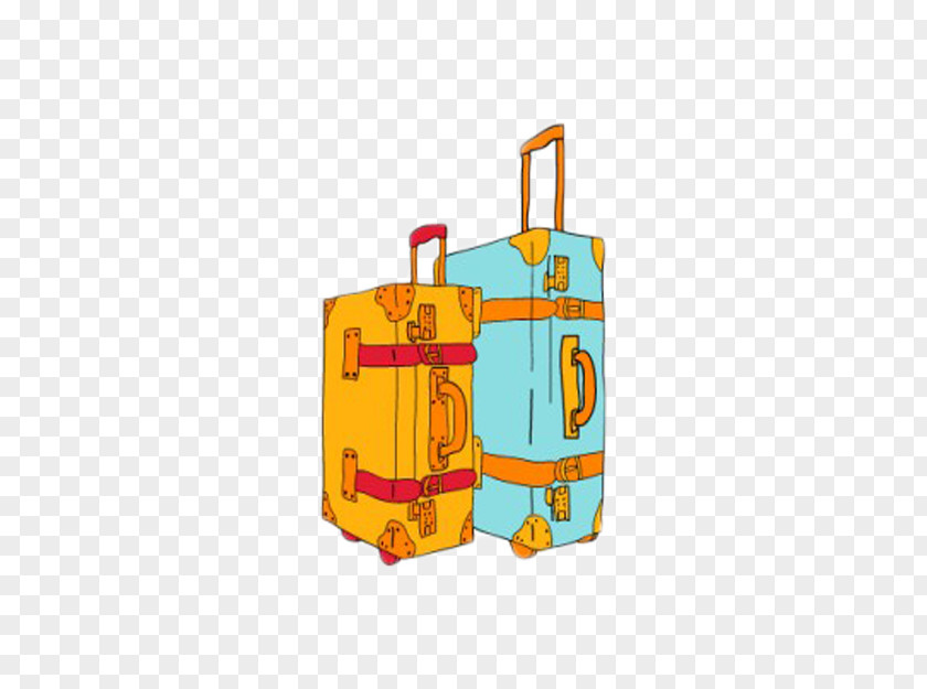 Retro Cartoon Luggage Baggage Suitcase Drawing PNG