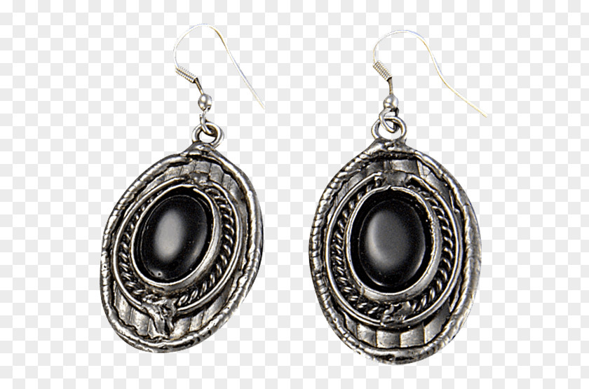 Silver Onyx Earring PNG