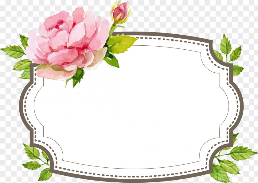 Sweet Wedding Style Hand Painted Flower Label Stickers PNG