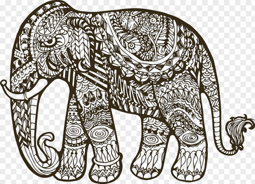 Creative Elephant Coloring Book Adult Child Mandala Page PNG