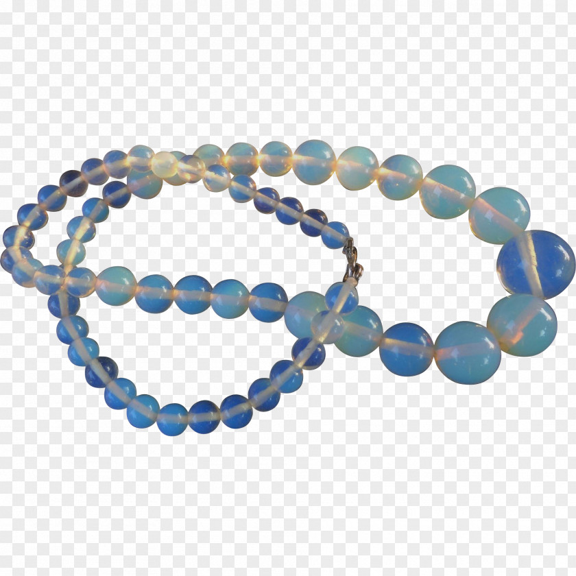Necklace Turquoise Blue Bead Opalite Opaline Glass PNG