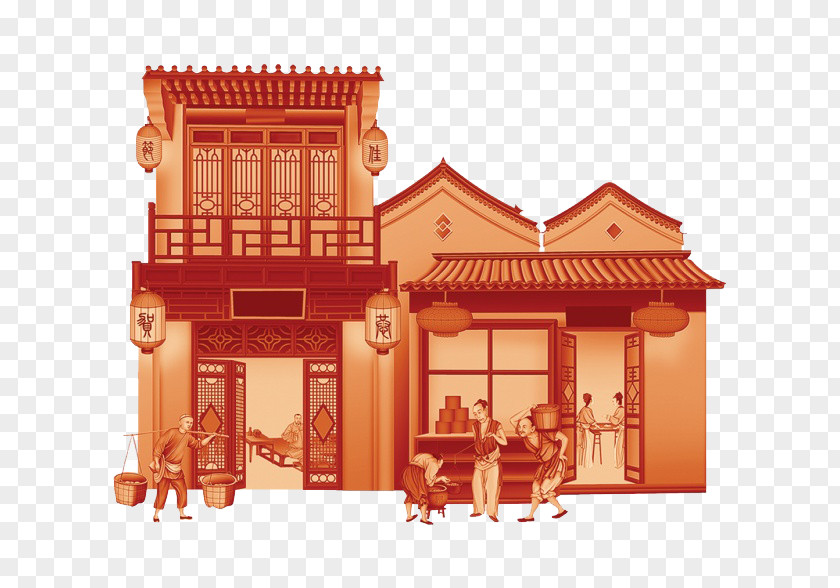Chinese Classical Architecture Mid-Autumn Festival Marriage PNG