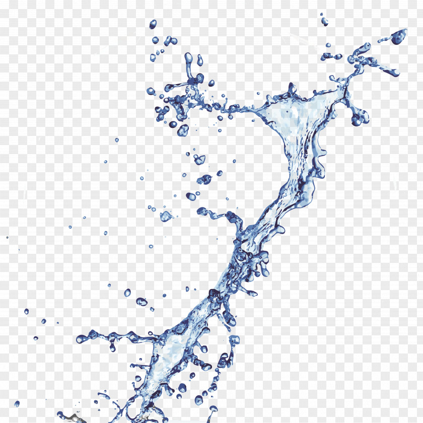 Dynamic Blue Drops Water Splash PNG