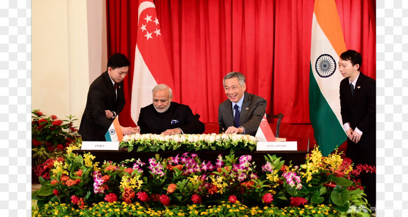 Modi Singapore India Flower Strategic Partnership Floral Design PNG