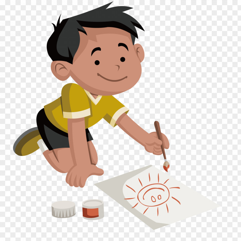 Painted Boy Painting Illustration PNG