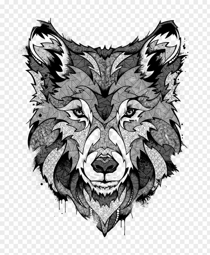 Design Gray Wolf Tattoo Art Drawing PNG