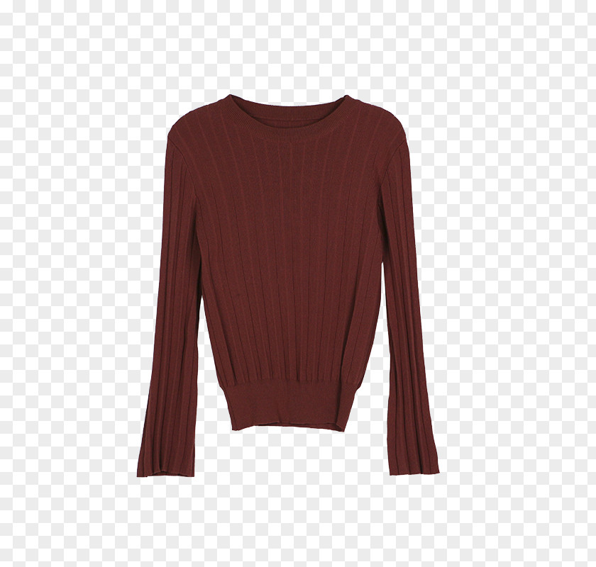 Knit Red Wine Long-sleeved T-shirt Sweater Shoulder PNG