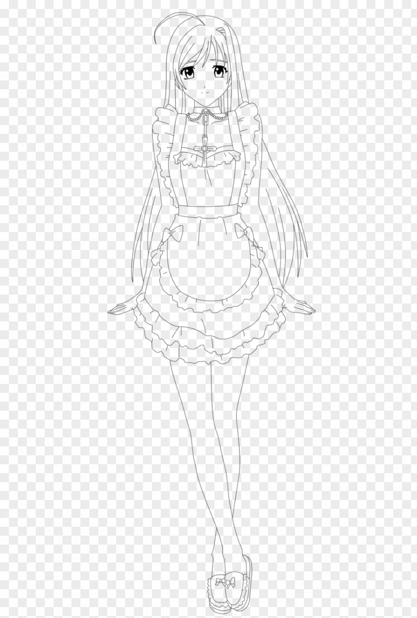 Maid Drawing Line Art Fashion Illustration Sketch PNG