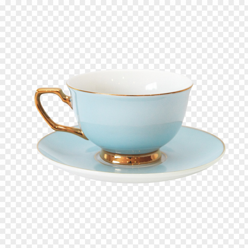 Powder Blue Coffee Cup Teacup Mug Porcelain PNG