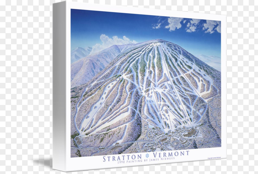 Stratton Mountain Ski Area Trail Map Gallery Wrap Canvas PNG