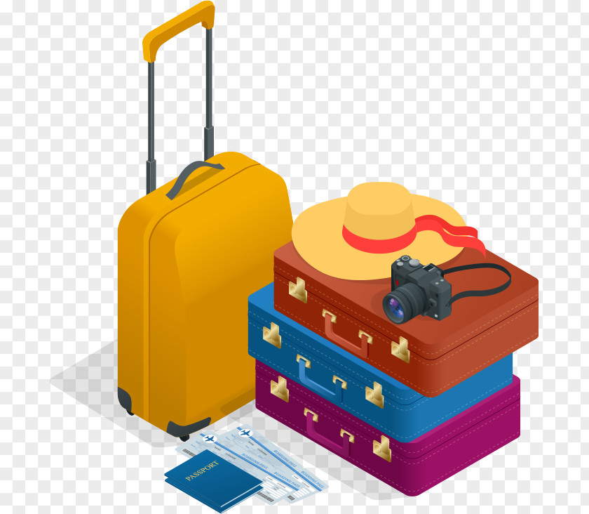 Hand Luggage Playset Yellow Suitcase Toy Play Baggage PNG