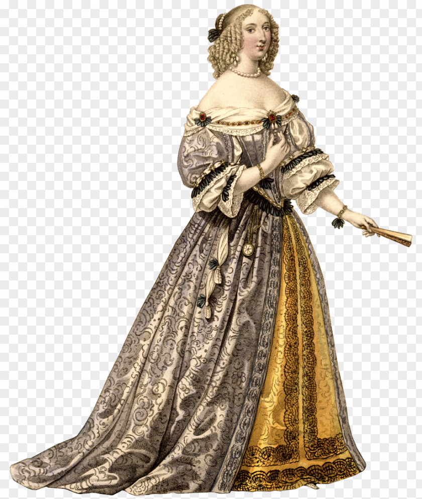 Baroque Fashion 1660s Dress Clothing Pin PNG