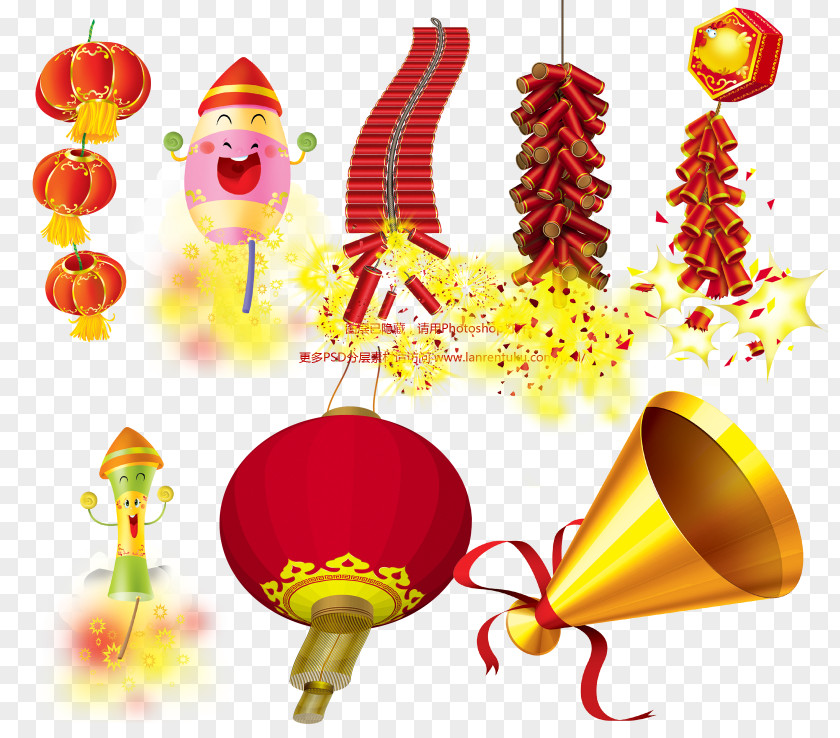 Chinese New Year Firecrackers Lantern Greeting Card Red Envelope Birthday PNG