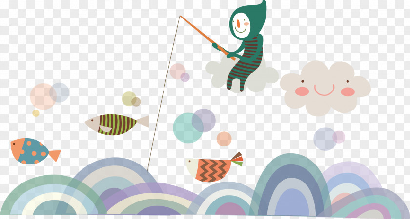 Fishing Country Painting Angling Cartoon Child Illustration PNG