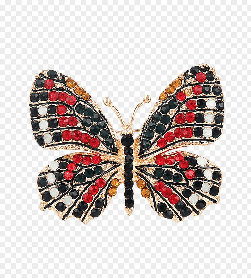 Jewellery Brooch Monarch Butterfly Imitation Gemstones & Rhinestones Lapel Pin PNG