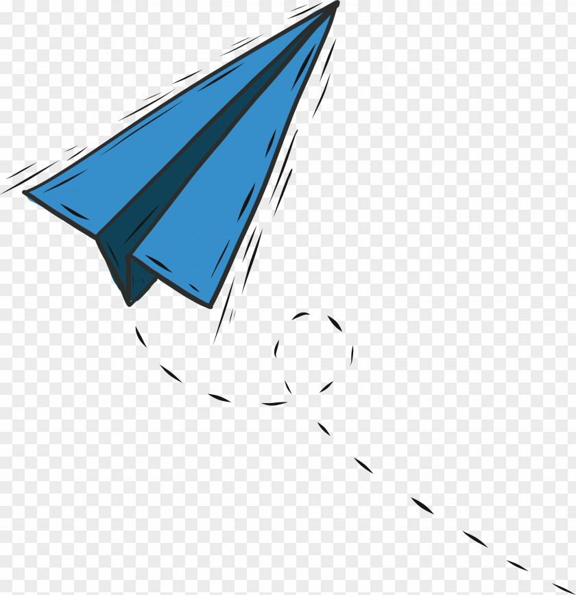 Blue Hand Painted Paper Plane Airplane PNG