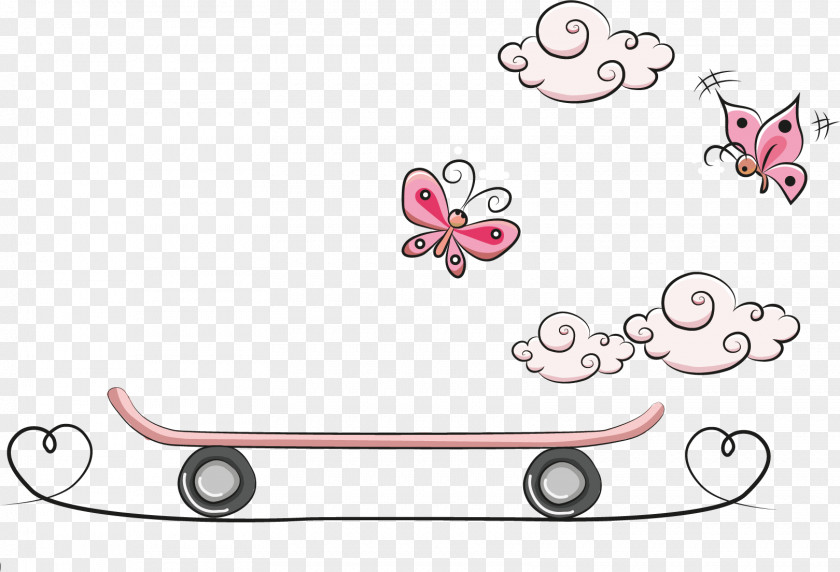 Cartoon Skateboard Material PNG