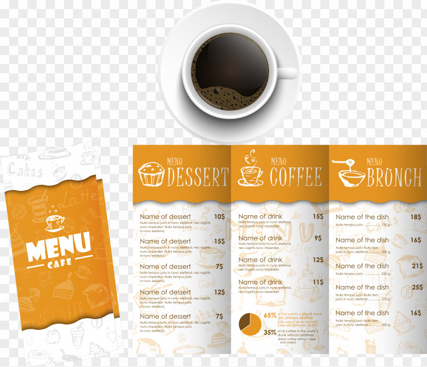 Vector Coffee Bar Brochure Design Cafe Menu PNG