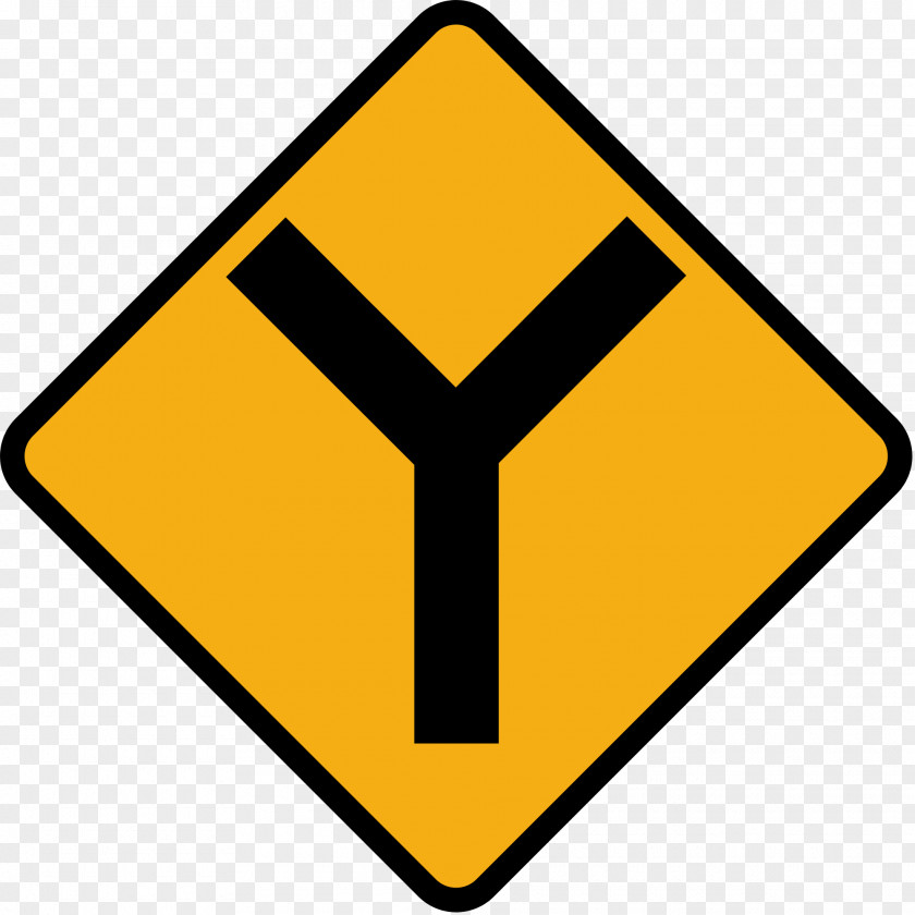 Road Sign Traffic Warning Three-way Junction PNG