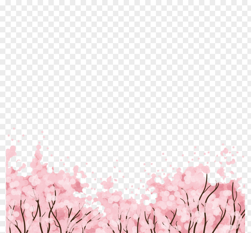 Gorgeous Pink Cherry Blossoms Vector Material Sea Euclidean Blossom PNG