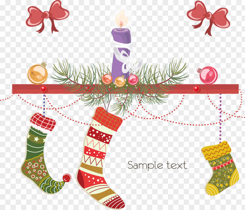Vector Christmas Socks Stocking E-card Card Illustration PNG