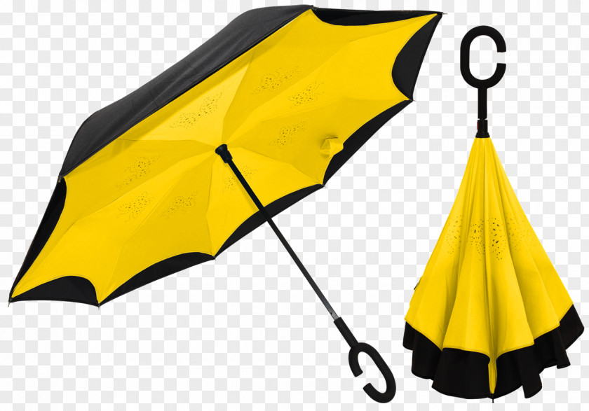 Yellow Umbrella Nylon Rain Handle Shade PNG