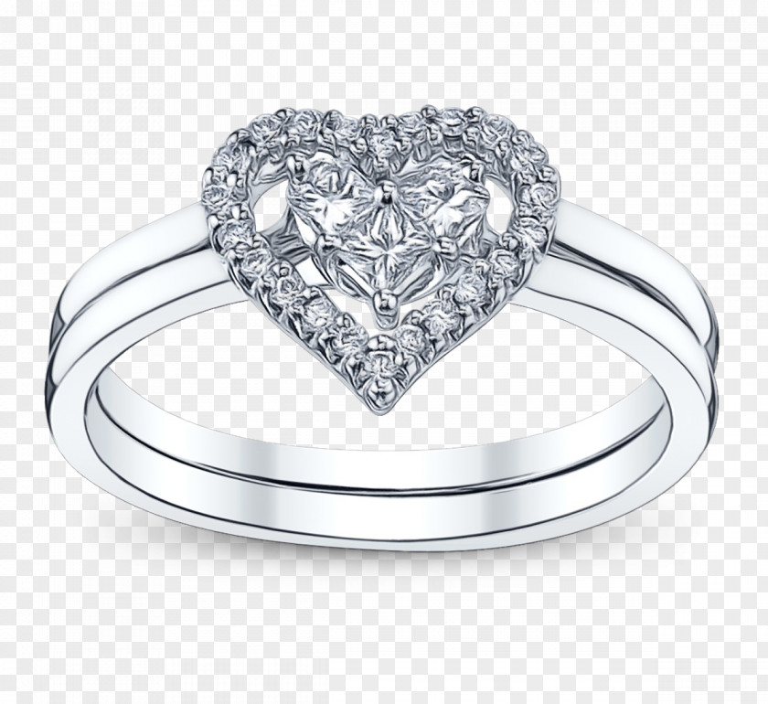 Heart Mineral Wedding Ring Silver PNG