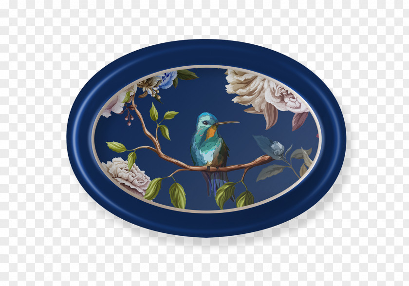 Metal Tray Cobalt Blue Oval PNG
