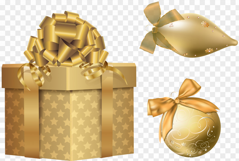Gold Christmas Elements Clipart Gift Silver Clip Art PNG