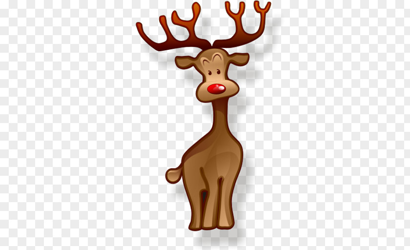 Brown Deer Rudolph Santa Claus Reindeer Christmas Icon PNG