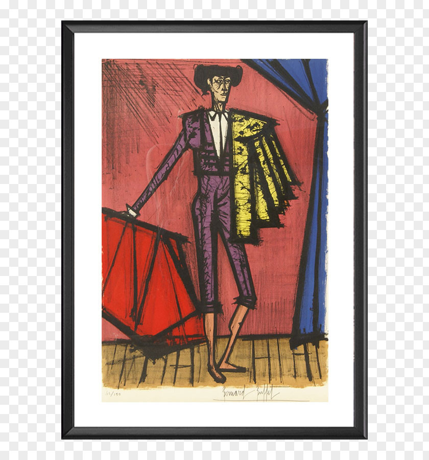 Painting La Tauromachie Modern Art Bullfighter Lithography Toréador PNG