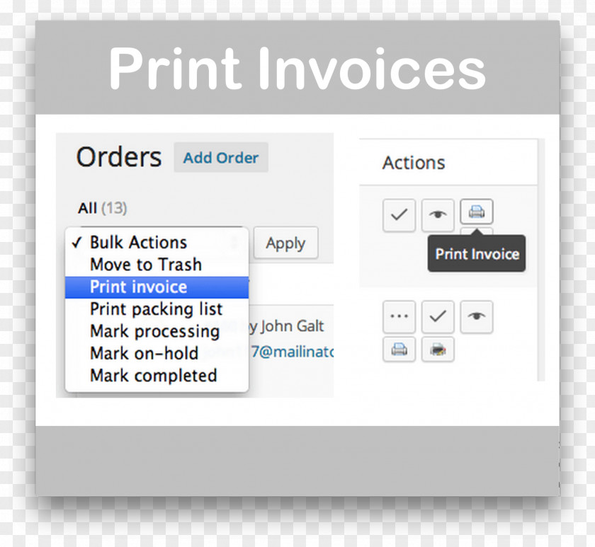 Woocommerce Email Invoice Plug-in Printer Receipt PNG