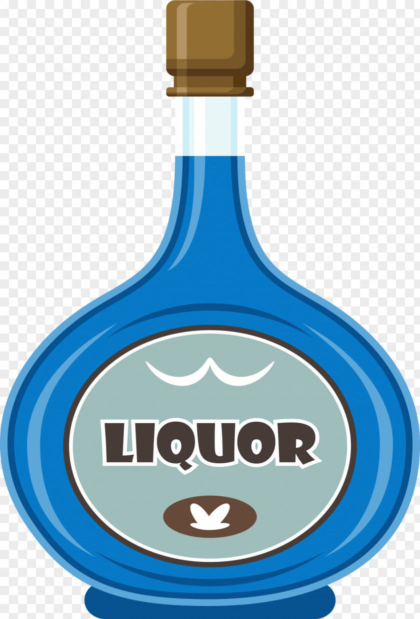 Little Fresh Blue Wine Bottle PNG