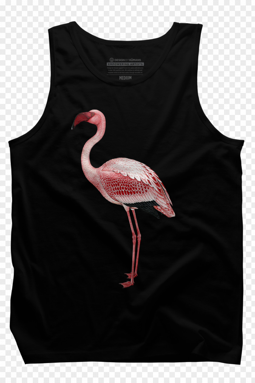 Flamingo Printing T-shirt Pink M Neck PNG